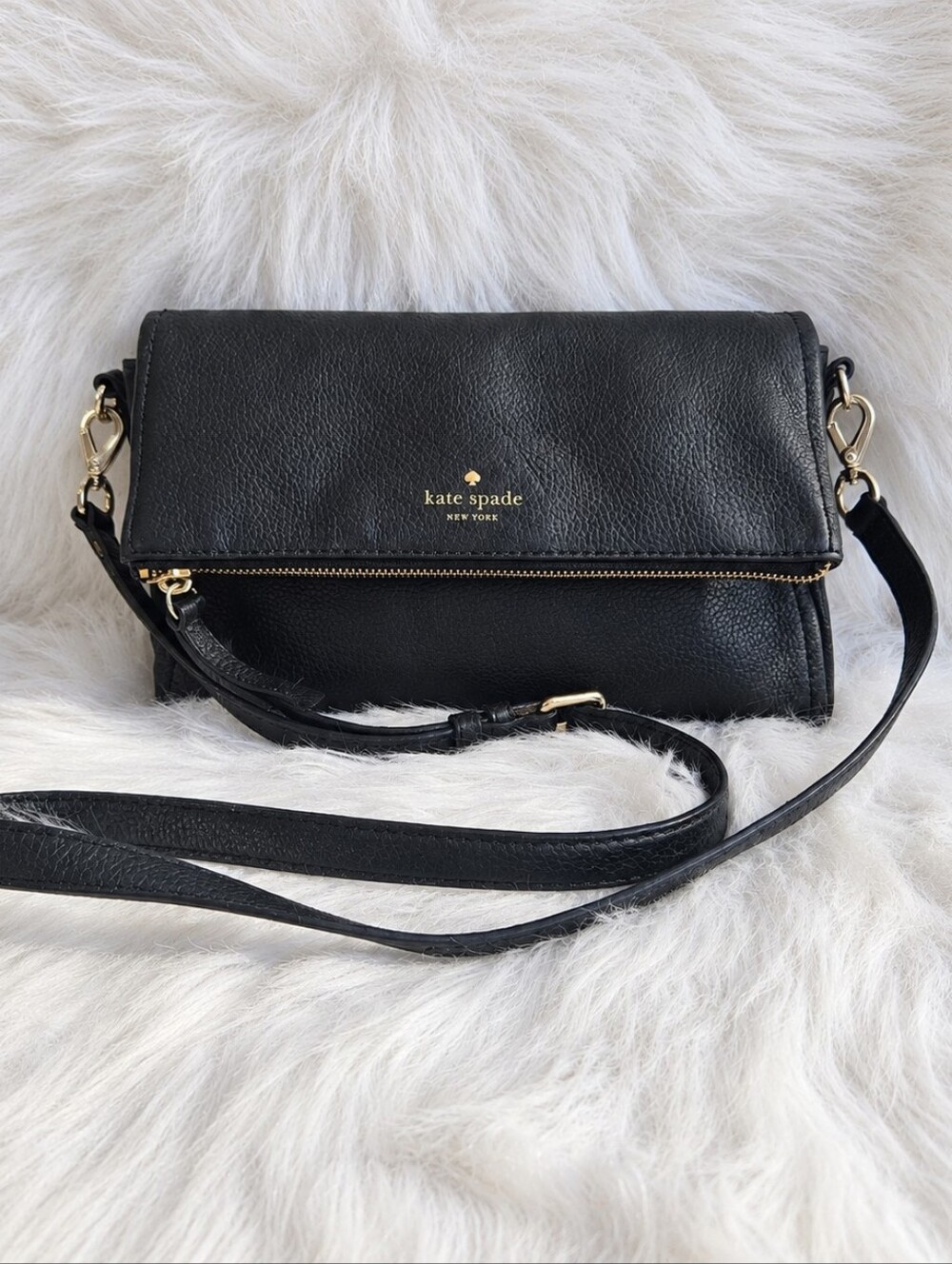 Kate Spade Black Pebbled Leather Crossbody Purse